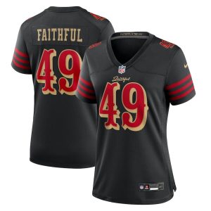 Women's San Francisco 49ers #49 The Faithful Black Rivalries Collection F.U.S.E. Vapor Limited Stitched Jersey