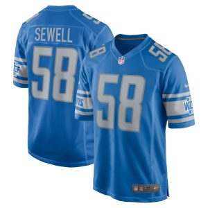 Men's Detroit Lions #58 Penei Sewell  Blue Game Jersey