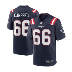 Men's New England Patriots #66 Will Campbell Nike Navy 2025 NFL Draft First Round Pick Game Jersey