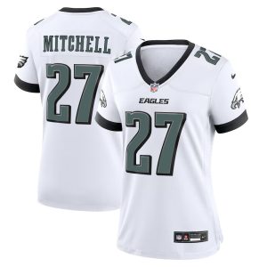 Womens  #27 Quinyon Mitchell Midnight Kelly White Philadelphia Eagles Team Game Jersey
