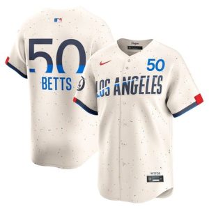 Men's Los Angeles Dodgers #50 Mookie Betts  Cream 2024 City Connect Limited Player Jersey