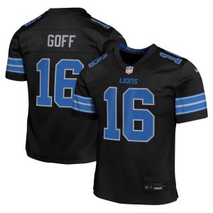 Youth Detroit Lions #16 Jared Goff  Black Alternate Player Game Jersey
