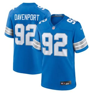 Men's Detroit Lions Marcus Davenport   Blue Team Game Jersey