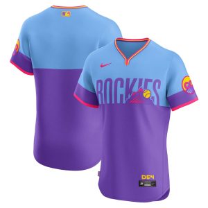 Men's Colorado Rockies Nike Purple/Light Blue 2025 City Connect Elite Jersey