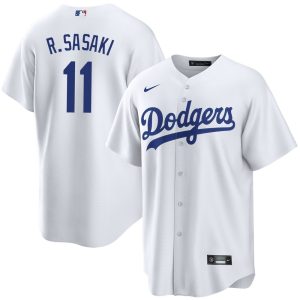 Men's Los Angeles Dodgers #11 Roki Sasaki White Cool Base Stitched Jersey