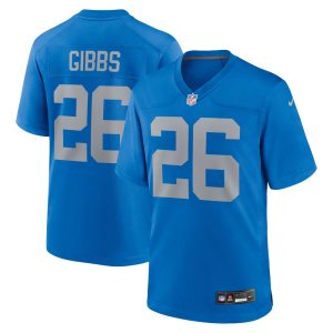 Men's Detroit Lions #26 Jahmyr Gibbs  Blue Alternate Game Jersey