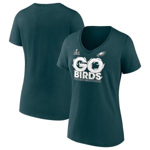 Women's Philadelphia Eagles   Midnight Green Super Bowl LIX Champions Local V-Neck T-Shirt