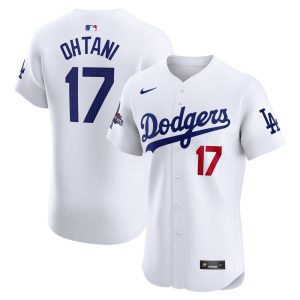 Men's Los Angeles Dodgers #17 Shohei Ohtani  White 2024 World Series Champions Home Elite Player Jersey