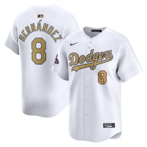 Men's Los Angeles Dodgers #8 Enrique Hernandez White 2025 Gold Collection Limited Jersey