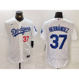 Men's Los Angeles Dodgers #37 Teoscar Hernandez White Flex Base Stitched Baseball Jersey