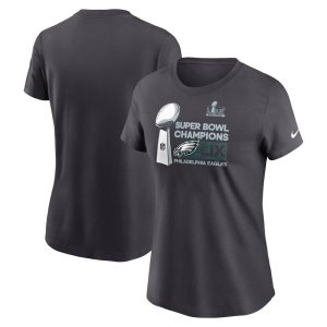 Women's Philadelphia Eagles   Anthracite Super Bowl LIX Champions Locker Room Trophy Collection T-Shirt