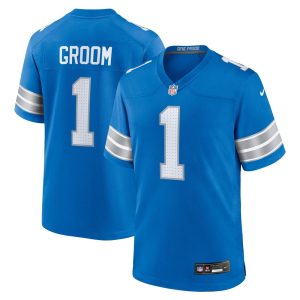 Men's Detroit Lions Number 1 Groom  Blue Game Jersey