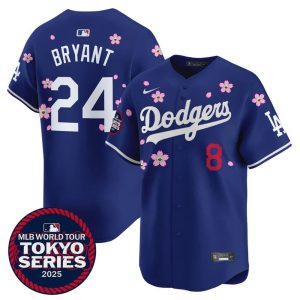 Youth Los Angeles Dodgers #8/24 Kobe Bryant  Royal Tokyo 2025 Cool Base Stitched Baseball Jersey