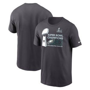 Men's Philadelphia Eagles  Anthracite Super Bowl LIX Champions Tall Locker Room Trophy Collection T-Shirt