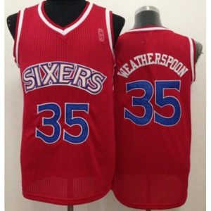 76ers #35 Clarence Weatherspoon Red Throwback Stitched NBA Jersey