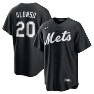 Men's New York Mets #20 Pete Alonso Nike Black Lights Out Replica Player Jersey