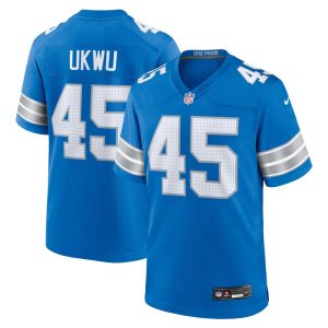 Men's Detroit Lions Isaac Ukwu   Blue Game Jersey