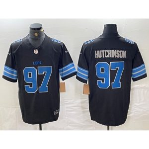 Men's Detroit Lions #97 Aidan Hutchinso  Black 2nd Alternate Vapor F.U.S.E. Limited Jersey