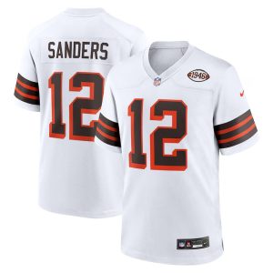 Men's Cleveland Browns #12 Shedeur Sanders Nike White 2025 NFL Draft 2nd Alternate Game Jersey
