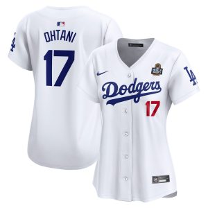 Women's Los Angeles Dodgers #17 Shohei Ohtani  White 2024 World Series Home Limited Player Jersey
