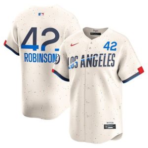 Men's Los Angeles Dodgers #42 Jackie Robinson  Cream 2024 City Connect Limited Player Jersey