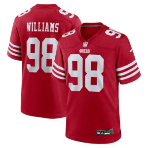 Men's San Francisco 49ers #98 Mykel Williams Nike Scarlet 2025 NFL Draft First Round Pick No. 11 Game Jersey
