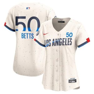 Women's Los Angeles Dodgers #50 Mookie Betts  Cream 2024 City Connect Limited Player Jersey