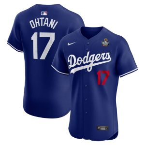 Men's Los Angeles Dodgers #17 Shohei Ohtani  Royal 2024 World Series Alternate Elite Player Jersey