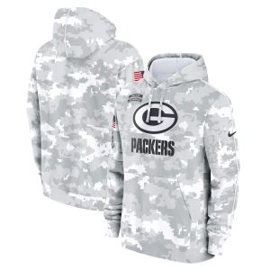 Men's Green Bay Packers  Arctic Camo 2024 Salute To Service Big & Tall Club Fleece Pullover Hoodie