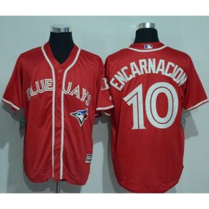 Blue Jays #10 Edwin Encarnacion Red New Cool Base Canada Day Stitched MLB Jersey