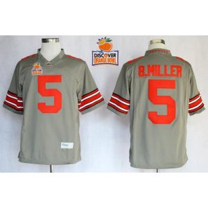 Buckeyes #5 Braxton Miller Grey Limited 2014 Discover Orange Bowl Patch Stitched NCAA Jersey