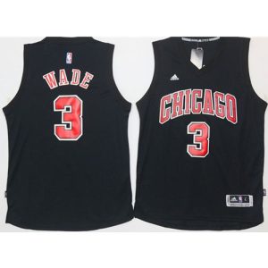 Bulls #3 Dwyane Wade Black Fashion Stitched NBA Jersey