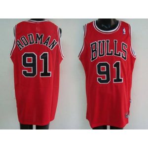 Bulls #91 Dennis Rodman Stitched Red NBA Jersey