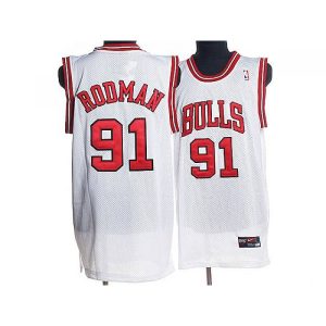 Bulls #91 Dennis Rodman Stitched White NBA Jersey