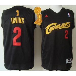 Cavaliers #2 Kyrie Irving Black(Red No.) Fashion The Champions Patch Stitched NBA Jersey