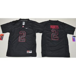 Crimson Tide #2 Jalen Hurts Blackout Limited Stitched Youth NCAA Jersey