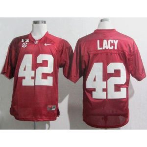 Crimson Tide #42 Eddie Lacy Red SEC & 2016 College Football Playoff National Championship Patch Stitched NCAA Jersey