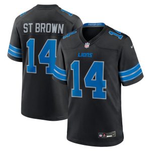Men's Detroit Lions #14 Amon-Ra St. Brown  Black 2nd Alternate Game Jersey