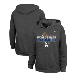 Women's Los Angeles Dodgers  Heather Charcoal 2024 World Series Champions Hoodie