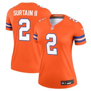 Women's Denver Broncos Patrick Surtain II  Orange Mile High Collection 1977 Throwback Player Legend Jersey