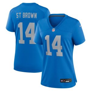 Women's Detroit Lions #14 Amon-Ra St. Brown  Blue Alternate Game Jersey