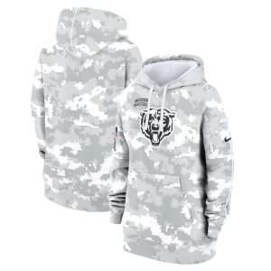 Women's Chicago Bears  Arctic Camo 2024 Salute To Service Club Fleece Pullover Hoodie