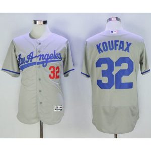 Dodgers #32 Sandy Koufax Grey Flexbase Authentic Collection Road Stitched MLB Jersey
