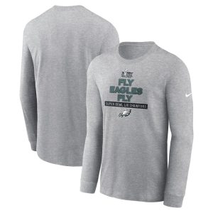Men's Philadelphia Eagles  Heather Gray Super Bowl LIX Champions Local Long Sleeve T-Shirt