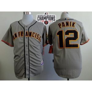 Giants #12 Joe Panik Grey Road Cool Base W/2014 World Series Champions Stitched MLB Jersey