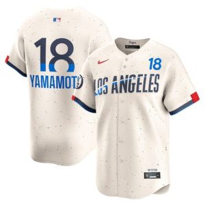 Men's Los Angeles Dodgers #18 Yoshinobu Yamamoto  Cream 2024 City Connect Limited Player Jersey