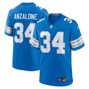 Men's Detroit Lions Alex Anzalone  Blue Game Jersey