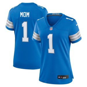 Men's Detroit Lions Number 1 Mom  Blue Game Jersey