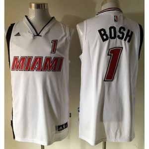 Heat #1 Chris Bosh Stitched White NBA Jersey