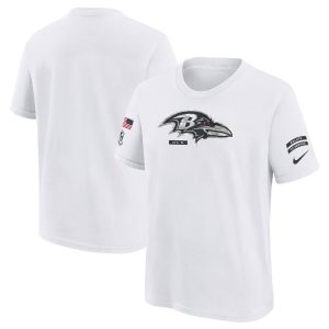 Youth Baltimore Ravens  White 2024 Salute To Service T-Shirt
